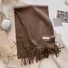 Luxury Wool Scarf For Women Fashion Warm Cashmere Scarves Korean Style Solid Knitted Shawl Wrap Pashmina Bandana Christmas Gift
