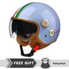 Retro TT&COCASCOS Motorcycle Helmet Daul Lens Open Face Double Visors Jet Helmet Electric Scooter Motorbike Helmet Moped DOT