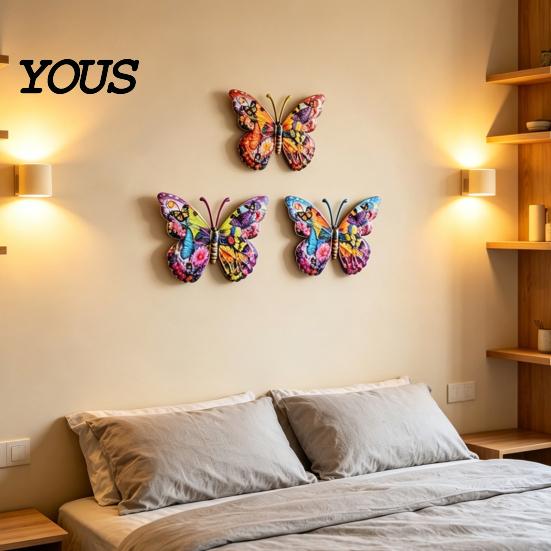 UV Printed Metal Art Butterfly Wall Decor Weather-Resistant Outdoor Use Durable Iron 2D Flat Craftsmanship Craft Hanging Vibrant Colors Easy To Mount