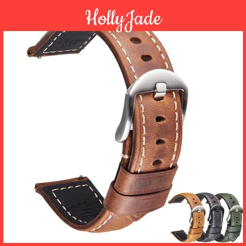 Genuine Stainless Leather 20222426mm Strap Steel Buckle Men Retro Crazy Horse Leather Replacement Wrist Band Watch Accessory