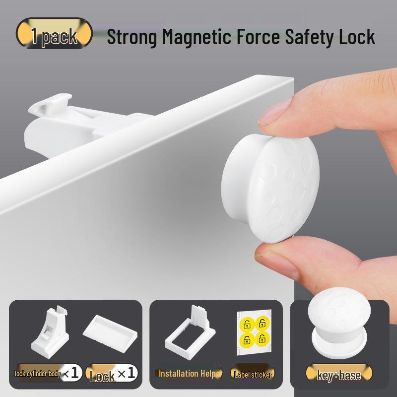 

Магнитный замок для детской безопасности на ящик - Невидимый, установка без сверления для шкафов и столов