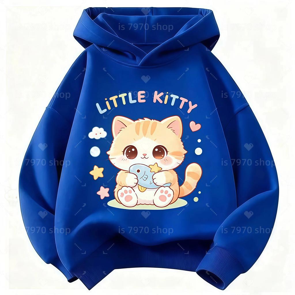 Autumn-Winter Fashion Cartoon Kids' Casual Long-Sleeved Hooded Shirt - Korean Style Warm and Comfortable Top boys and girls