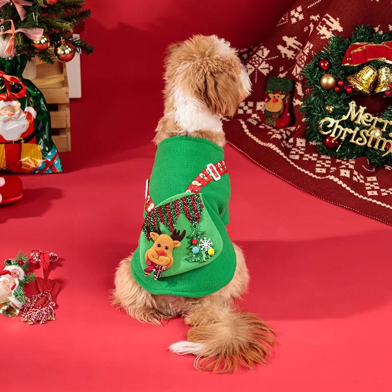 Pet Clothes Christmas Reindeer Backpack Design Hoodies Outfit Christmas Party Small Pet Clothes Warm and Comfortable Costume