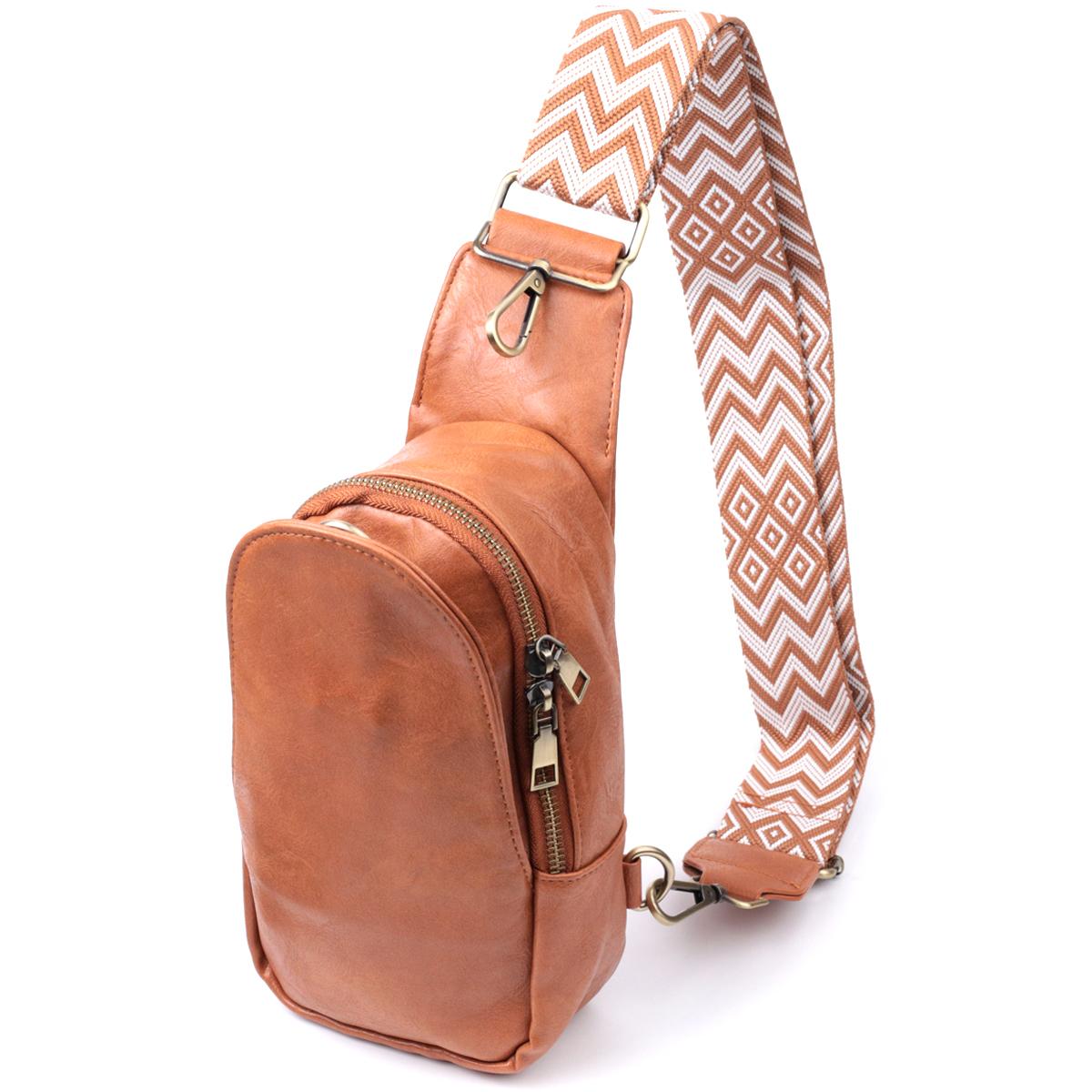 

Цікава сумка через плече в модному кольорі з екошкіри VINTAGE Bag 22793 Рудий