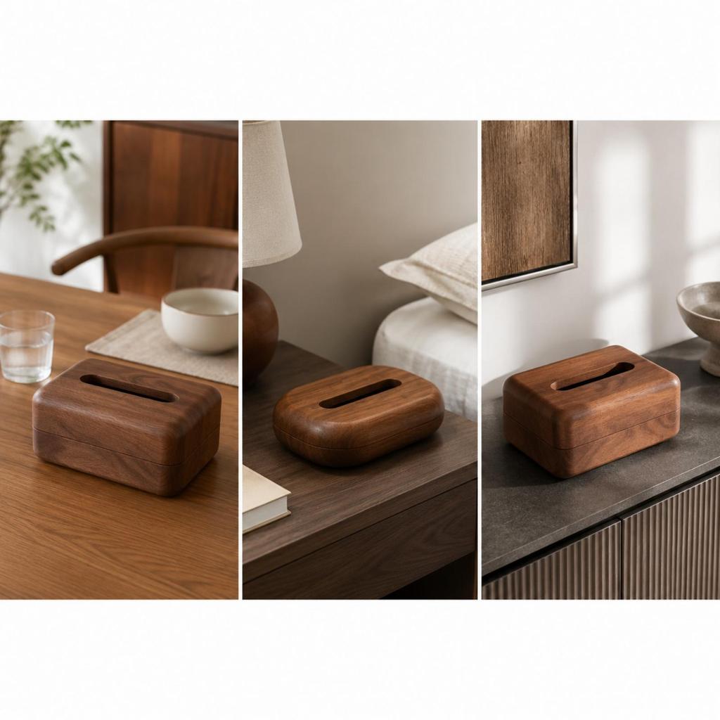 Wooden Tabletop Tissue Box Minimalist for Countertop, Office