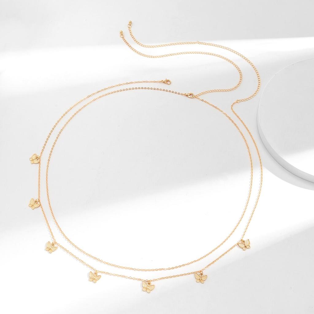 Classic Retro Cute Butterfly Waist Belly Chain for Women Summer Beach Sexy Simple Body Chain Vacation Zircon Accessories Gift