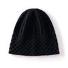 Autumn and Winter New Pure Cashmere Casual Hat Women's Solid Color Simple Semi-twisted Hat Warm Rhombus Bag Head Ear Protection Hat