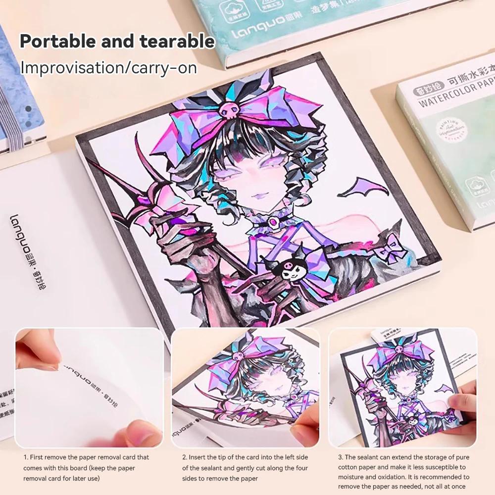 100% Cotton Watercolor Book 300g Thick Paper Mini Portable Tearable Watercolor Paper Art Student's Painting Drawing Supplies
