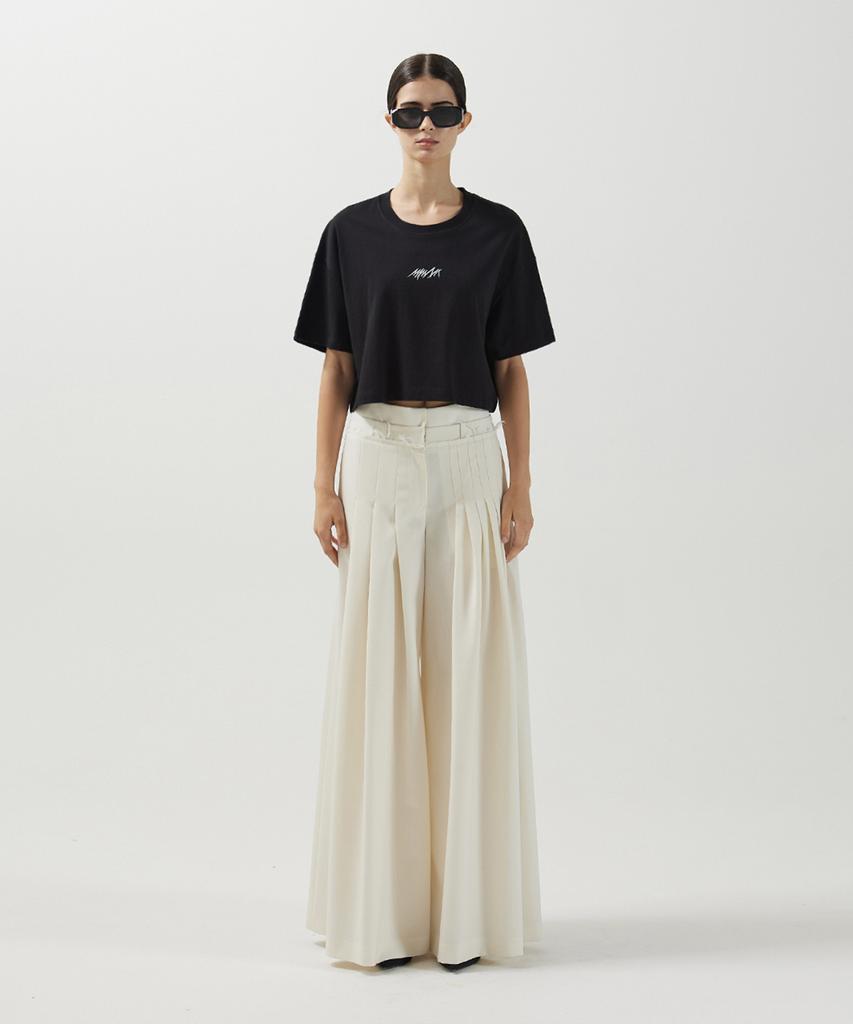 Meuameu Logo Wide Crop T-Shirt