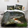 Crocodile Duvet Cover Pillowcase Horror Animal Alligator Bedding Set Adult Boy Girl Bedroom Decoration Single Double Size