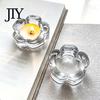 Thick Glass Candle Holder Flower Tealight Holder, Plum Blossom Dining Table for Home Party Decor, Wedding Centerpiece Heat Resistant