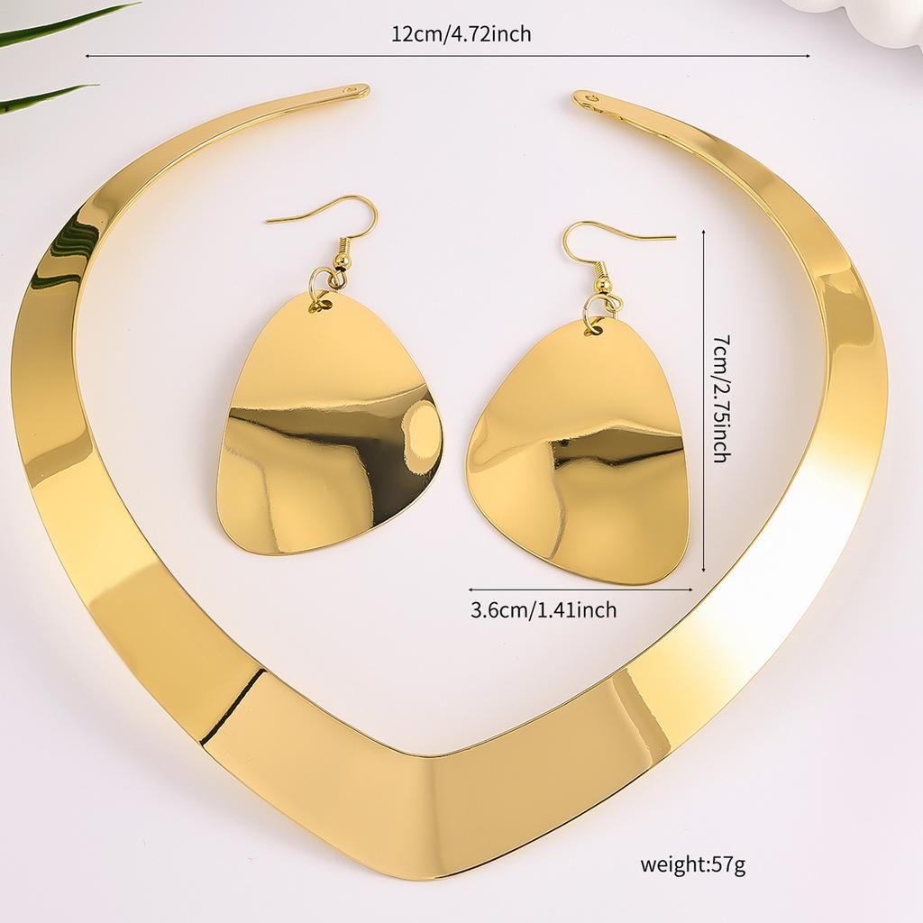 European and American Open Collar Fashion Metal Exaggerated Necklace Earrings Set Women's Jewelry