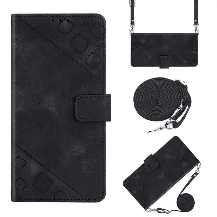 

PT005 YB Imprinting Series-7 for Oppo A2 Pro 5G / A3 Pro (China) 5G Case Wallet Leather Cover with Shoulder Strap - Black