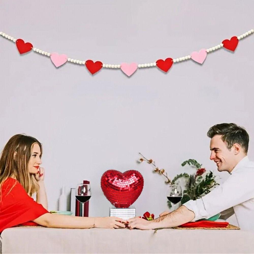 Red/Pink Color Mirror Surface Ornament Reflective Valentines Day Disco Ball  Christmas Party