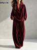 Women's Autumn New Style Casual Fashion Velvet Long Sleeve Pants Set