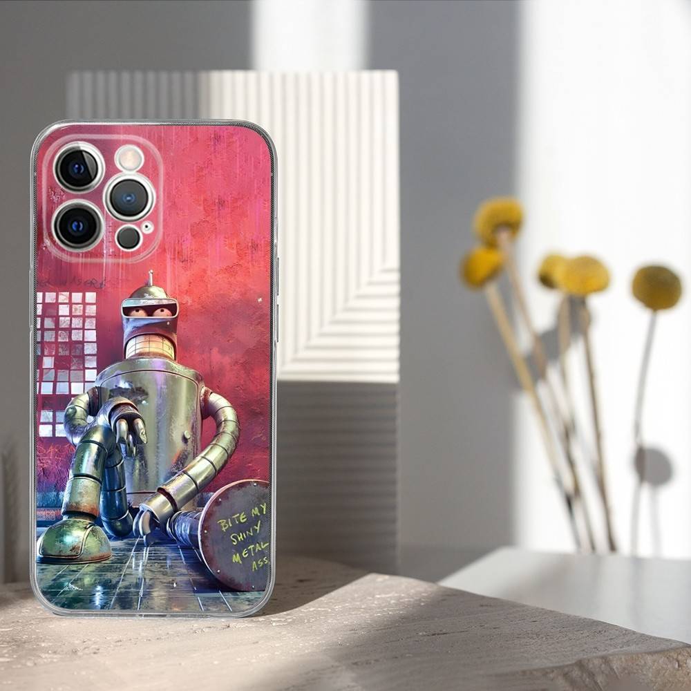 

F-Futurama Funny B-Bender Phone Case For iPhone 17,16,15,14,13,12,11 Pro,Max,Plus,X,XS,XR,SE4,E Mini Transparent Soft Cover iPhone11
