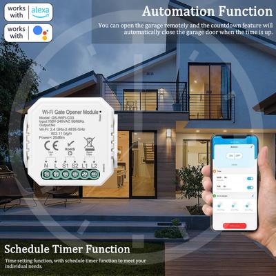 Tuya WiFi Garaj Kapısı Açıcı Denetleyicisi Cep Telefonu Alexa ile Uyumlu Uzaktan APP Kontrolü