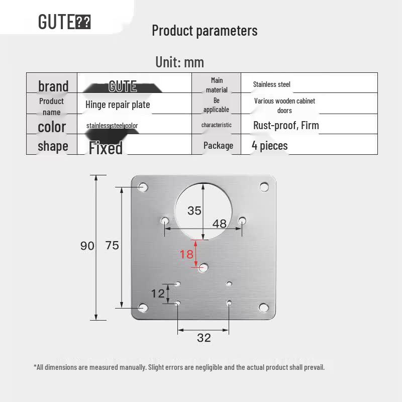 Gute Stainless Steel Cabinet Hinge Repair Plates (4-Pack)