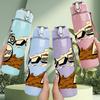 1PC Number Six Seven Kid Art 750ml Color Plastic Sports Water Bottle Leakproof Flip Straw Lid Suitable for Sports Office Home Use