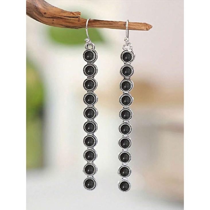 1 Pair New Bohemian Western Style Minimalist One-Piece Alloy Earrings, Vintage Creative Turquoise Earrings