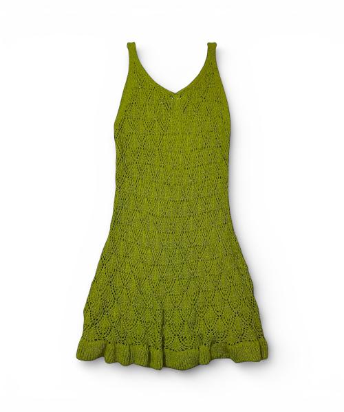 Bonseullipi Crochet Knit Dress (Green)