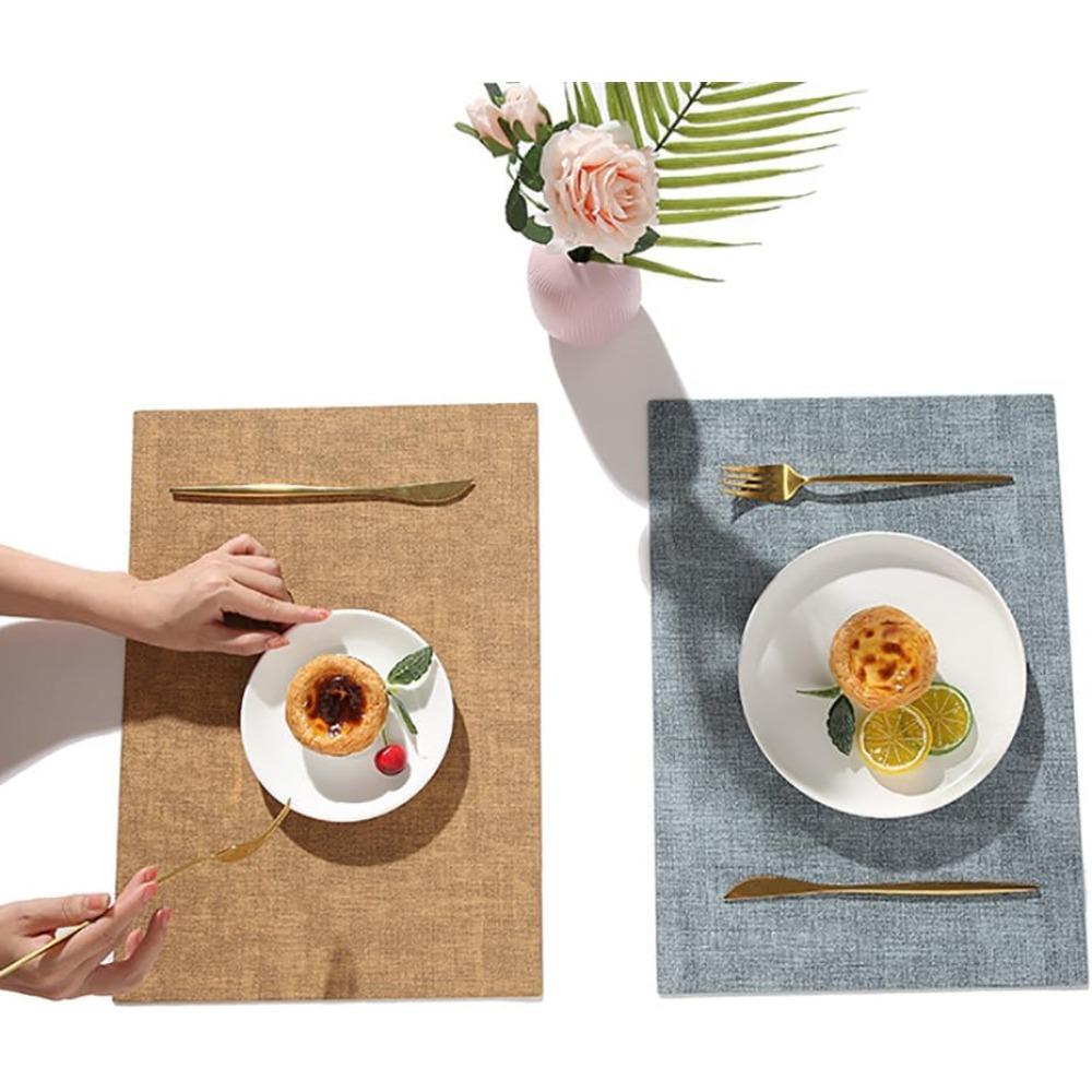 Leather Washable Placemats for Dining Cloth Pattern Table Mat Oil-Proof Waterproof Non-Slip Heat-Resistant Tableware Place Mat
