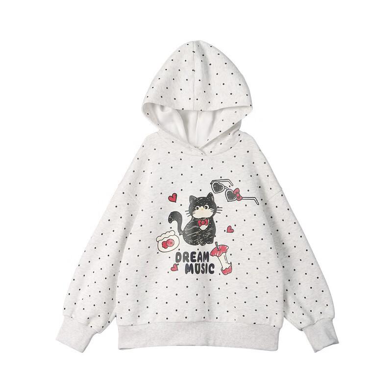 LUSON Girls' Polka Dot Hooded Sweatshirt