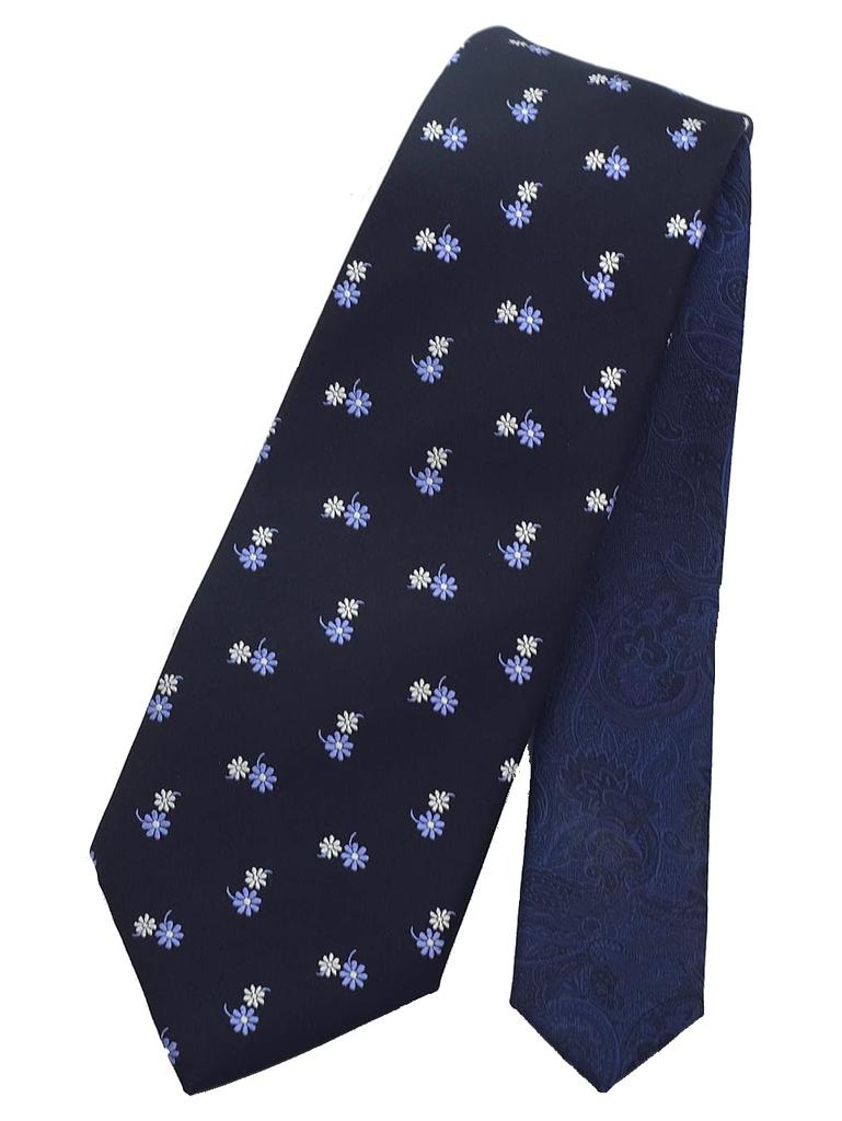 Floral Print Silk Navy Made In 3 Sizes Blade Width 8cm X Length D+Arts Tie, Blue, Japan, (Standard 146cm, Blue)