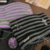 Y2K Cute Star Devil Hat Striped Knitted Beanie Hat Hip-hop Devil Ear Cat  Autumn Winter