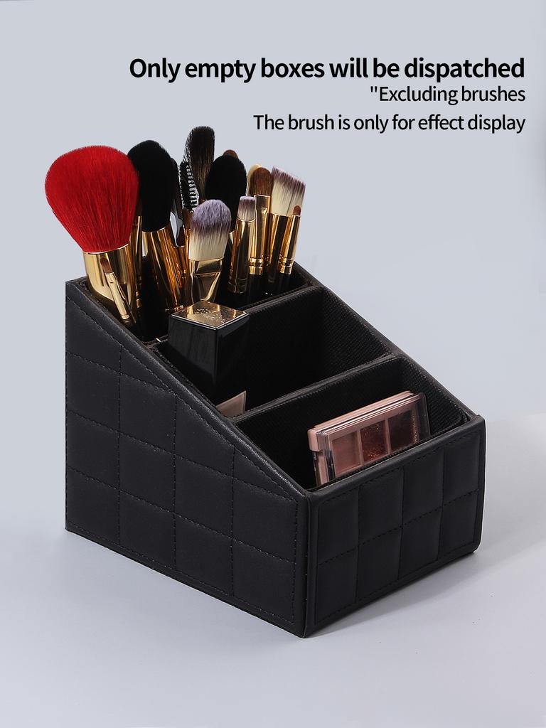 Large capacity PU makeup brush storage box High-end dresser Office stationery storage box stepped three-layer storage tools