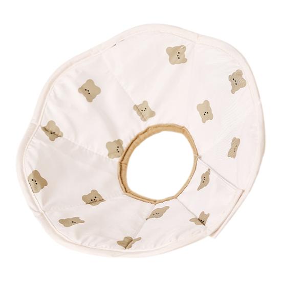 Pet Cone Collar Waterproof Cat Recovery Collar Cute Bear Print Soft Recovery Cone XS белый