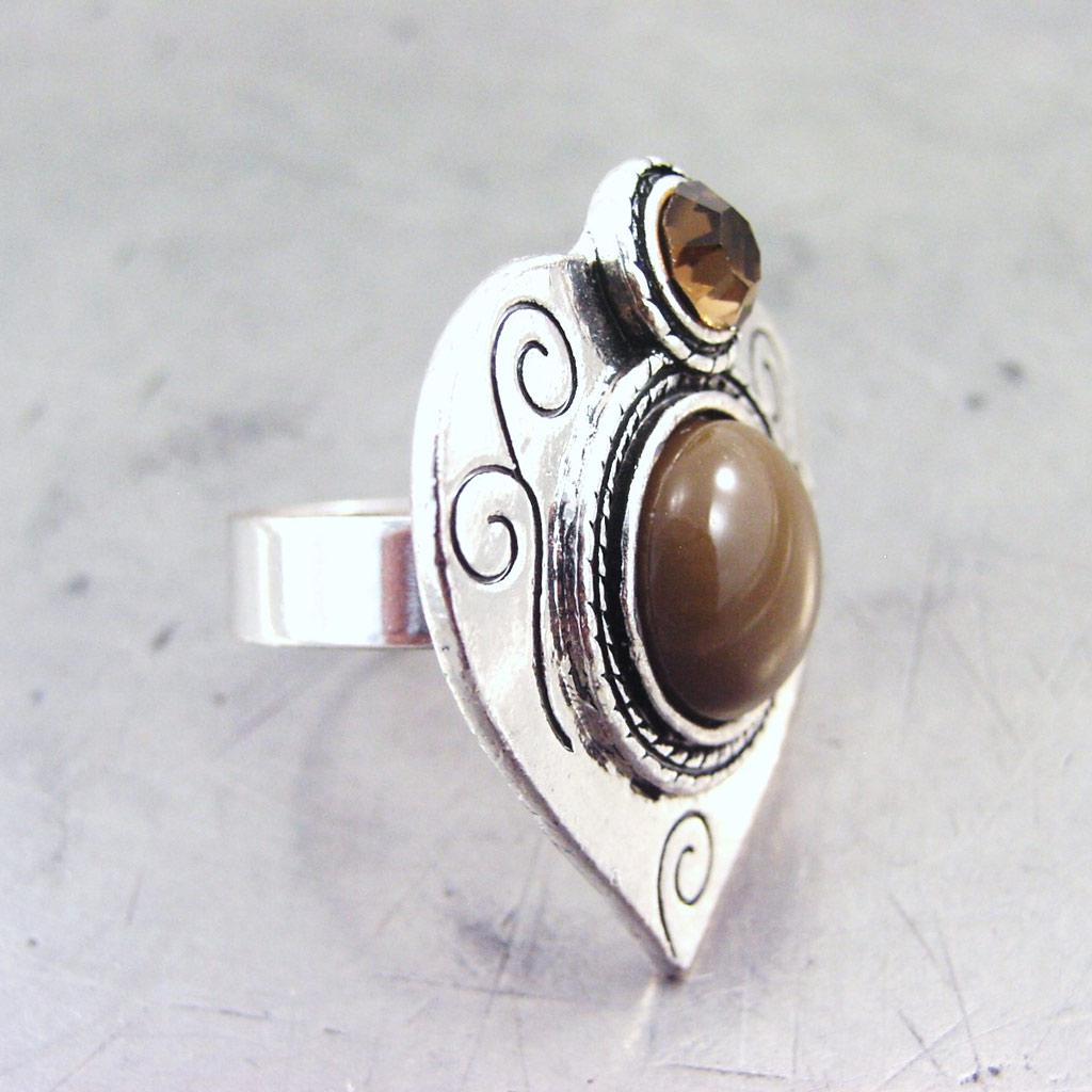 NOA [G5751] - Brown 'Love' Designer Ring