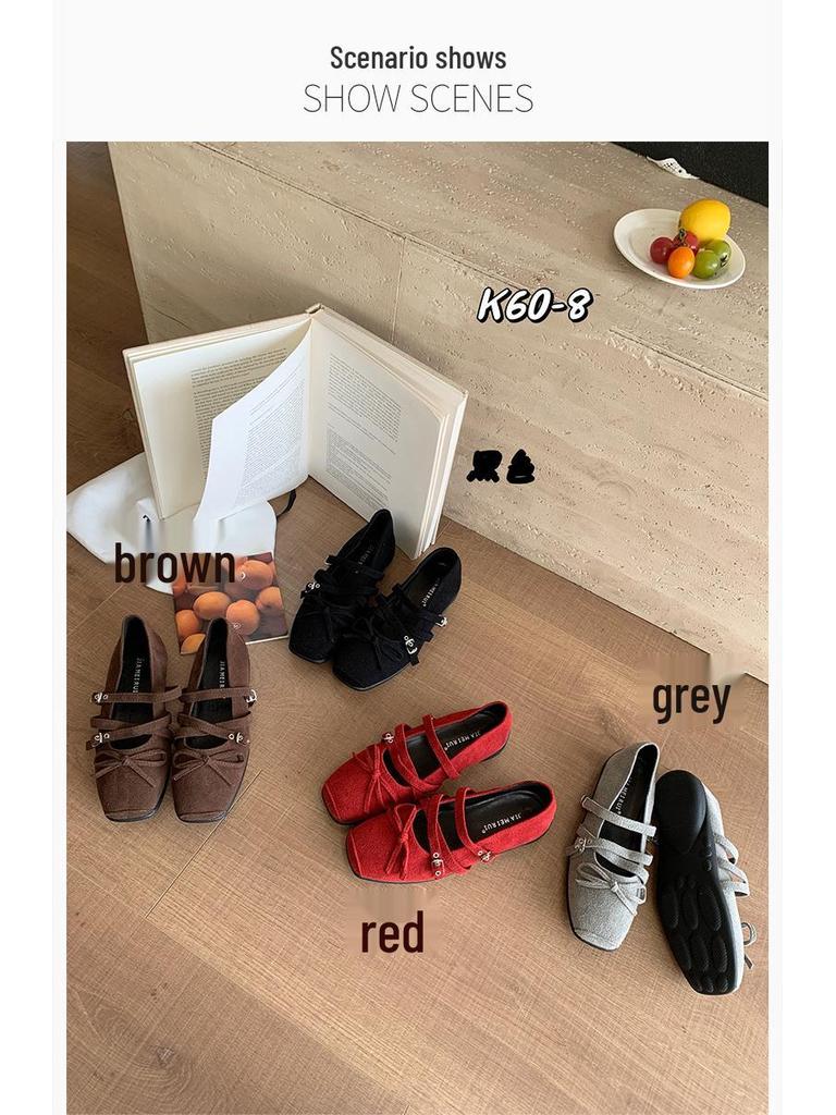 Mary Janes aus Leder im Retro-Stil mit eckiger Spitze - Flacher Absatz, Bequeme Damen-Abendschuhe 2025