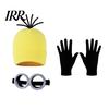 Retro Goggles Costume 3Pcs Halloween Accessories, Yellow Knitted Hat Steampunk Black Cosplay Gloves Adults Party Set for Men Women Immersive Effects