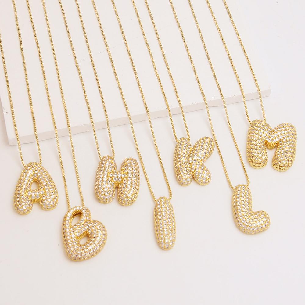 Initial Charm A-Z Letters Pendant Necklace Women Men Choker Stainless Steel Rope Chain Fat Alphabet Gold Color Hip Hop Iced
