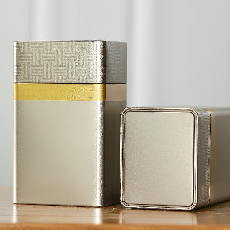 Portable Tea Box Solid Color Tea Sealed Box Teaware Storage Container Tinplate Can Coffee Sugar Box Kitchen Storage