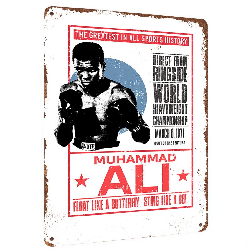 Muhammad Ali Boxing Legend Metal Wall Art Float Like A Butterfly Sting Like A Bee Sports Decor 20x30cm(7.8x11.8inch)