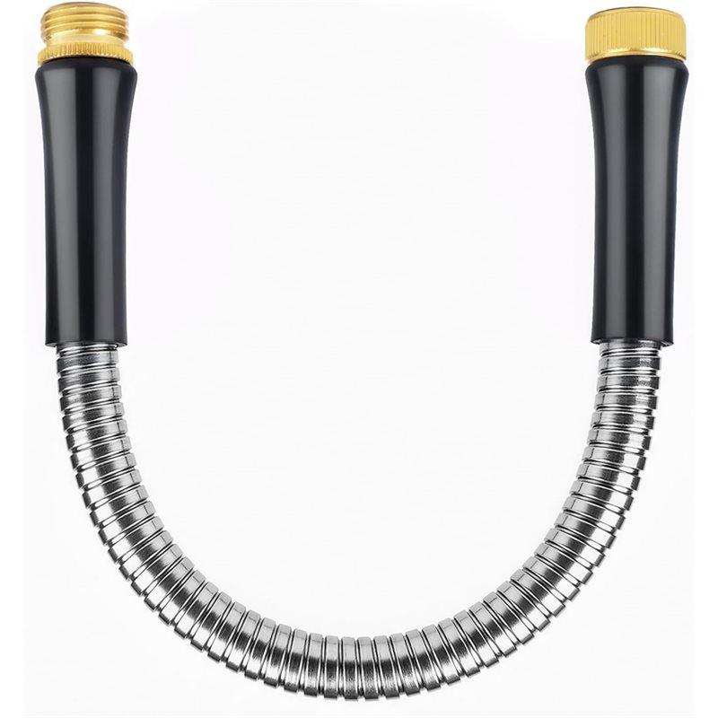 

ABWR-Короткий Садовий Для Шланга 1 фут X 5/8 , Міцний Металевий Поводок з Нержавіючої Сталі 304 Для Шланга, Для Шлангового Барабана Кран срібний