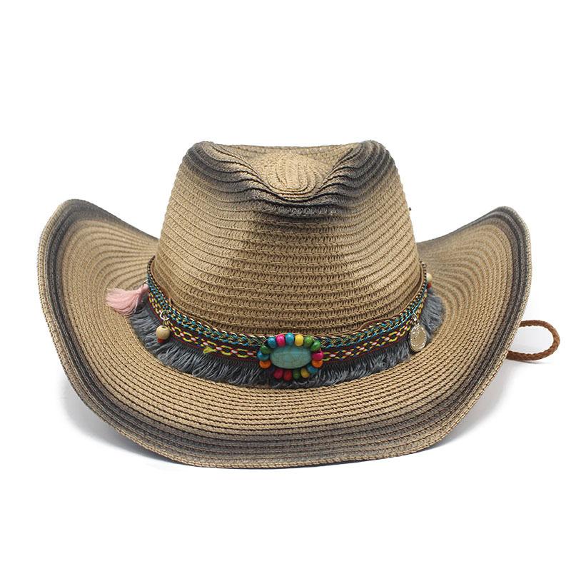 Cowboy Hat Female American Western Cowboy Beach Tide Summer Hat Female Panama Straw Hat Top Hat Male