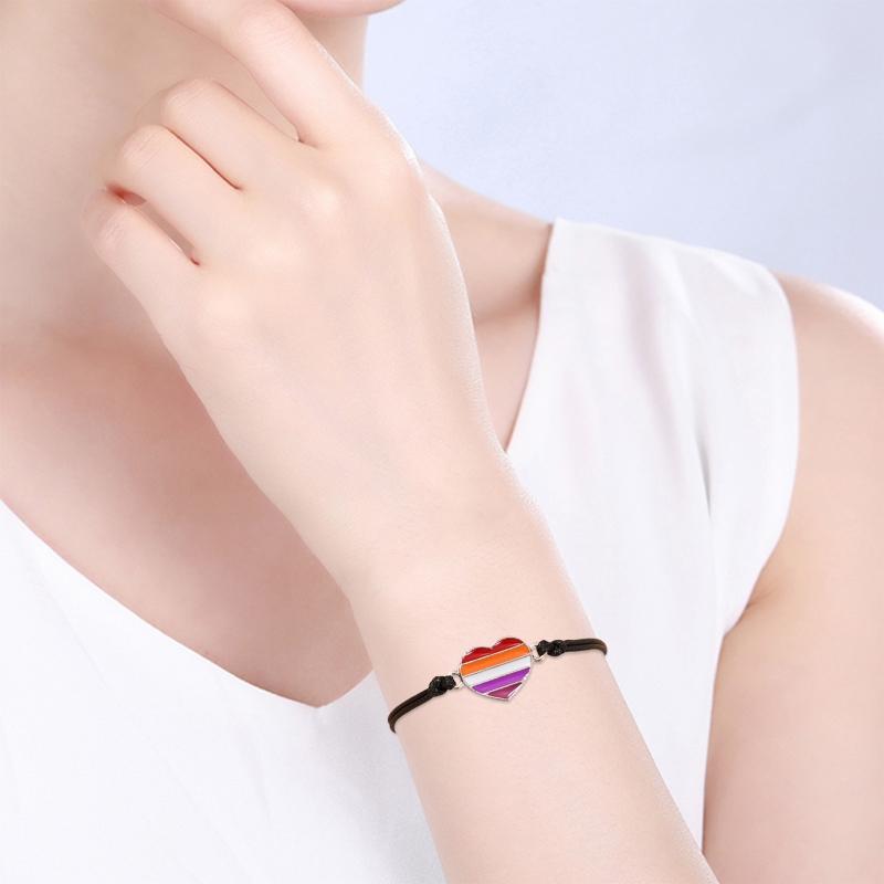 2Pcs Promise Love Heart Rainbow Strand Bracelets Set Lovely Stretchable Bracelet for Women Girls Couple Friendship