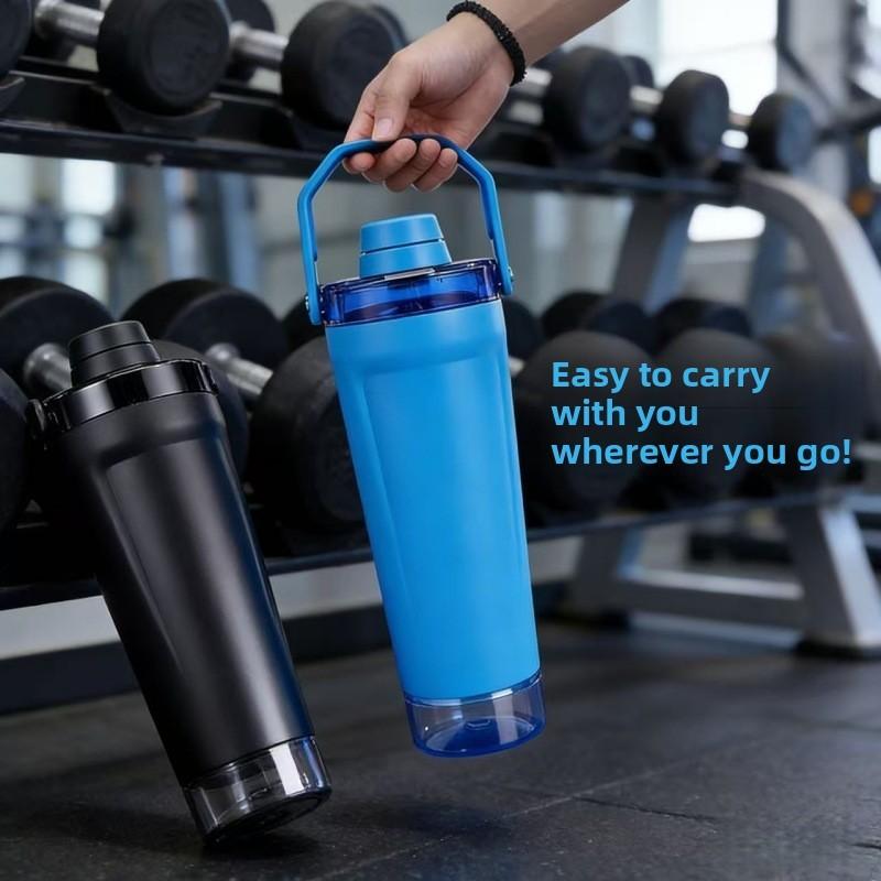 Stanley Style Large Capacity Insulated Water Bottle With Silicone Handle For Sports And Travel