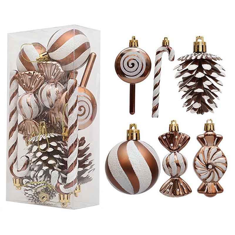 

Набор рождественских шаров 16 шт./коробка, подвесные украшения для новогодней елки, для Нового года, Ноэль, Навидад, небьющиеся елочные украшения 13PCS