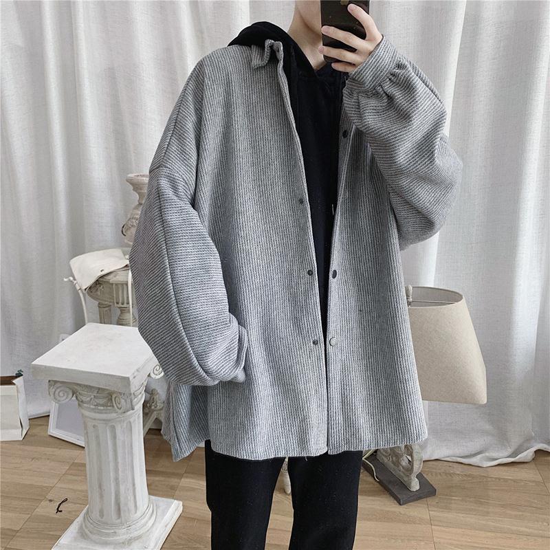 Style Vintage Solid Color Jackets Men's Clothing Long Sleeve Autumn Turn-down Collar Loose Casual Single-breasted Coats