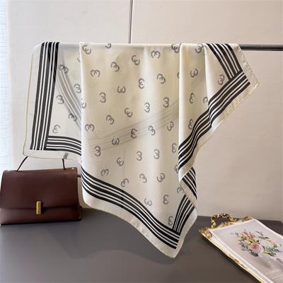 Geometric Simple Printing Simulation Silk Scarf Square Scarf High-End Shawl Versatile Neck Small Square Scarf Headscarf