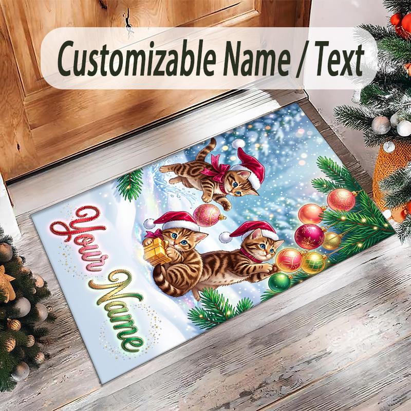 Virgin Mary Theme Crystal Velvet Rug Personalized Custom Name Text Soft Floor Mat Home Decor
