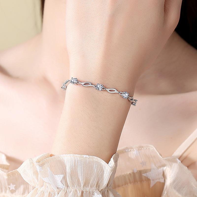 S925 Sterling Silver Crystal Love Bracelet for Women Ins 18k Gold Plated Fashionable New Crystal Bracelet