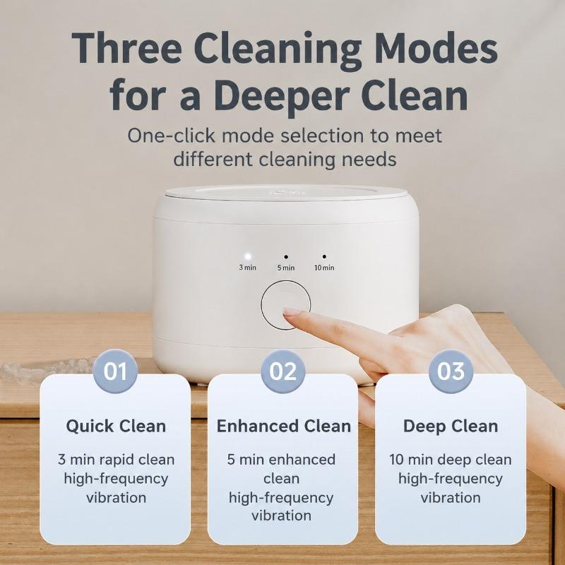 Mini Portable Ultrasonic Denture Cleaner Multifunctional Household Washing Machine for Retainers Aligners Braces Deep Eliminate