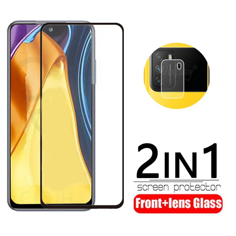 

2 в 1 полное покрытие из закаленного стекла, Защитная пленка для экрана для Xiaomi Poco M3 M2, пленка для объектива камеры Xiaomi Poco M3 Pro, стекло 5G Xiaomi Poco M3 Pro 5G чёрный