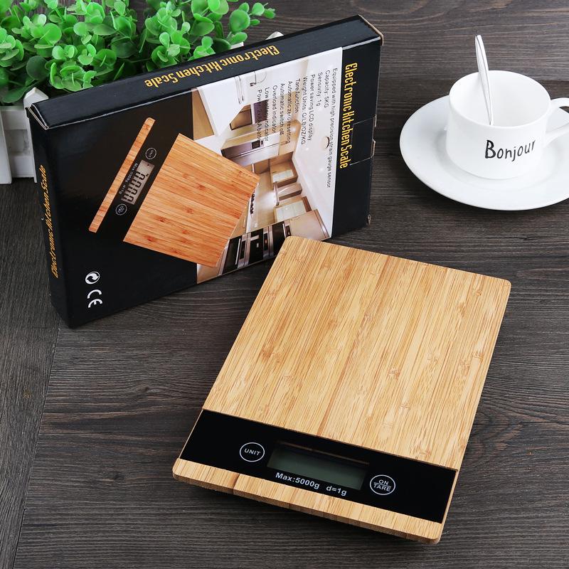 Multifunction Digital Food Kitchen Scale Bamboo Panel Electronic Weighing Digital Kitchen Scale (Brown,1g&5 kg&23*16 CM) коричневый