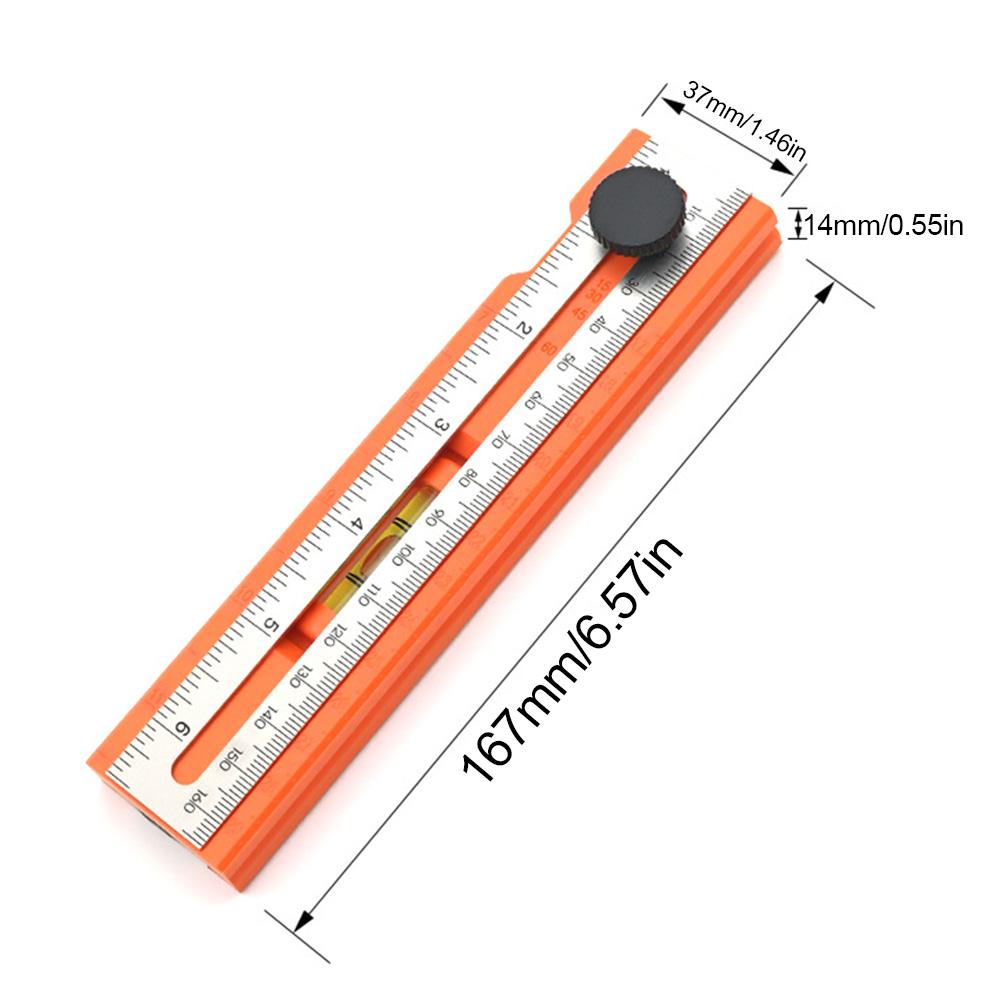 Multifunctional Angle Ruler, Precision Woodworking Protractor Level Measure Tool For Carpenter, 90/45 Degree With Depth Gauge
